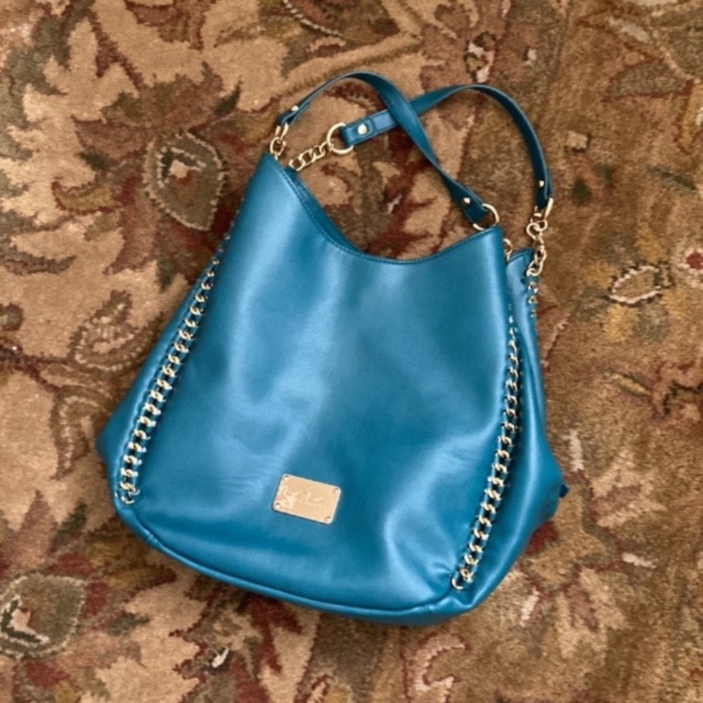 Bebe Colette Emerald triple entry Hobo Chain-Accent Shoulder Bag 😍 - Picture 4 of 8
